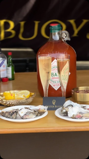 Tabasco and oyster table
